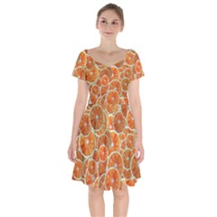 Oranges Background Texture Pattern Short Sleeve Bardot Dress