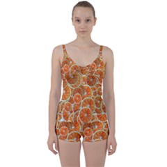 Oranges Background Texture Pattern Tie Front Two Piece Tankini