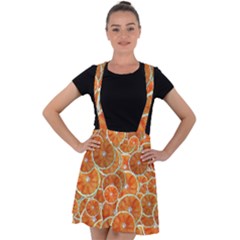 Oranges Background Texture Pattern Velvet Suspender Skater Skirt