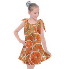 Oranges Background Texture Pattern Kids  Tie Up Tunic Dress