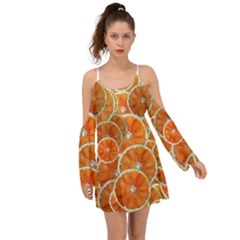 Oranges Background Texture Pattern Kimono Sleeves Boho Dress by HermanTelo