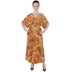 Oranges Background Texture Pattern V-neck Boho Style Maxi Dress