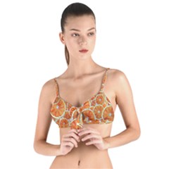 Oranges Background Texture Pattern Tie Up Cut Bikini Top