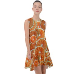 Oranges Background Texture Pattern Frill Swing Dress by HermanTelo