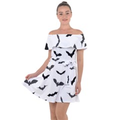 Bats Pattern Off Shoulder Velour Dress by Sobalvarro