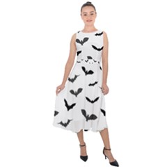 Bats Pattern Midi Tie-back Chiffon Dress by Sobalvarro