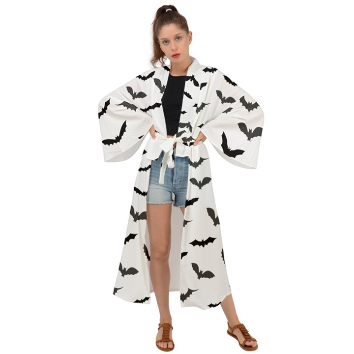 Bats Pattern Maxi Kimono