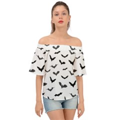 Bats Pattern Off Shoulder Short Sleeve Top