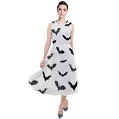 Bats Pattern Round Neck Boho Dress