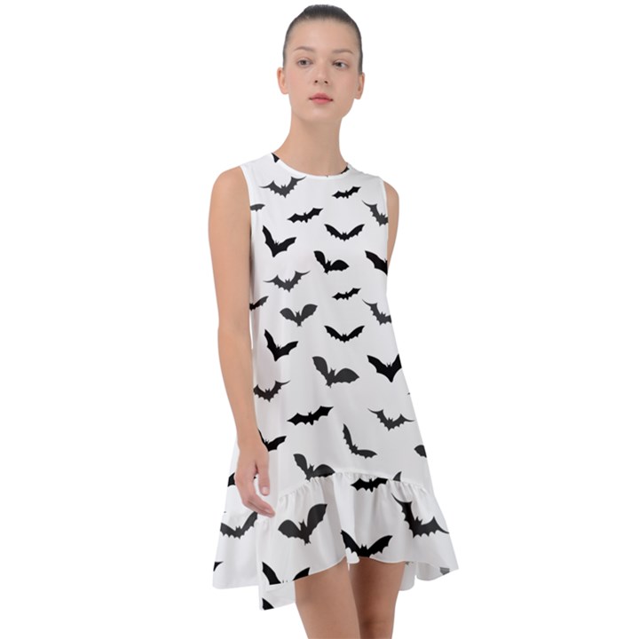 Bats Pattern Frill Swing Dress