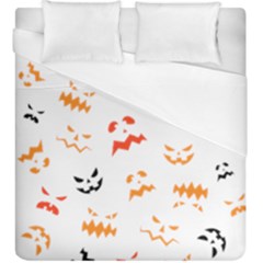 Pumpkin Faces Pattern Duvet Cover (king Size) by Sobalvarro