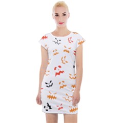 Pumpkin Faces Pattern Cap Sleeve Bodycon Dress by Sobalvarro