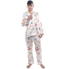 Pumpkin Faces Pattern Men s Satin Pajamas Long Pants Set by Sobalvarro