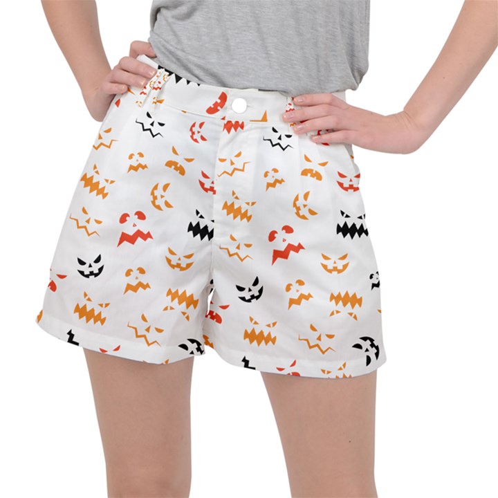 Pumpkin Faces Pattern Ripstop Shorts