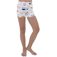 Pumpkin Faces Pattern Kids  Lightweight Velour Yoga Shorts by Sobalvarro