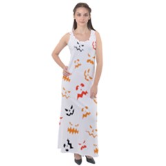 Pumpkin Faces Pattern Sleeveless Velour Maxi Dress