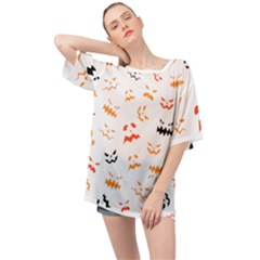 Pumpkin Faces Pattern Oversized Chiffon Top