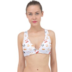 Pumpkin Faces Pattern Classic Banded Bikini Top