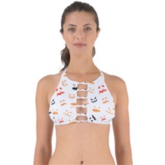 Pumpkin Faces Pattern Perfectly Cut Out Bikini Top