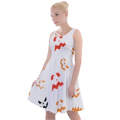 Pumpkin Faces Pattern Knee Length Skater Dress