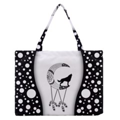 Wonderful Moon With Black Wolf Zipper Medium Tote Bag by FantasyWorld7