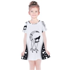 Wonderful Moon With Black Wolf Kids  Simple Cotton Dress by FantasyWorld7