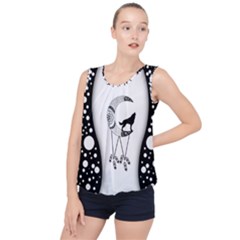 Wonderful Moon With Black Wolf Bubble Hem Chiffon Tank Top by FantasyWorld7