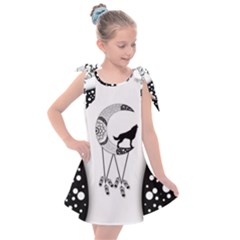 Wonderful Moon With Black Wolf Kids  Tie Up Tunic Dress by FantasyWorld7