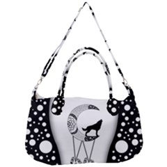 Wonderful Moon With Black Wolf Removal Strap Handbag by FantasyWorld7