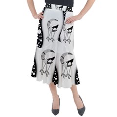 Wonderful Moon With Black Wolf Midi Mermaid Skirt