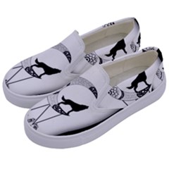 Wonderful Moon With Black Wolf Kids  Canvas Slip Ons by FantasyWorld7