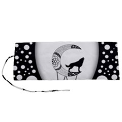 Wonderful Moon With Black Wolf Roll Up Canvas Pencil Holder (s) by FantasyWorld7