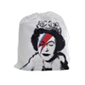 Banksy graffiti UK England God Save the Queen Elisabeth with David Bowie rockband face makeup Ziggy Stardust Drawstring Pouch (XL) View1