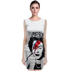 Banksy Graffiti Uk England God Save The Queen Elisabeth With David Bowie Rockband Face Makeup Ziggy Stardust Classic Sleeveless Midi Dress by snek