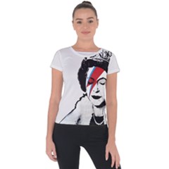 Banksy Graffiti Uk England God Save The Queen Elisabeth With David Bowie Rockband Face Makeup Ziggy Stardust Short Sleeve Sports Top  by snek