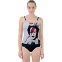 Banksy graffiti UK England God Save the Queen Elisabeth with David Bowie rockband face makeup Ziggy Stardust Cut Out Top Tankini Set View1