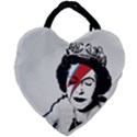 Banksy graffiti UK England God Save the Queen Elisabeth with David Bowie rockband face makeup Ziggy Stardust Giant Heart Shaped Tote View1