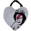 Banksy graffiti UK England God Save the Queen Elisabeth with David Bowie rockband face makeup Ziggy Stardust Giant Heart Shaped Tote View2