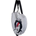 Banksy graffiti UK England God Save the Queen Elisabeth with David Bowie rockband face makeup Ziggy Stardust Giant Heart Shaped Tote View3