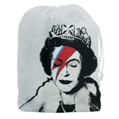 Banksy Graffiti Uk England God Save The Queen Elisabeth With David Bowie Rockband Face Makeup Ziggy Stardust Drawstring Pouch (3xl) by snek