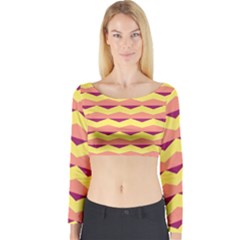 Background Colorful Chevron Long Sleeve Crop Top