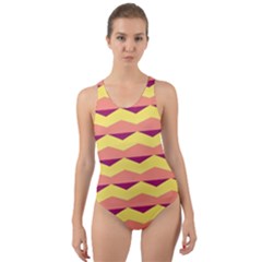 Background Colorful Chevron Cut-out Back One Piece Swimsuit