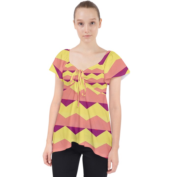 Background Colorful Chevron Lace Front Dolly Top