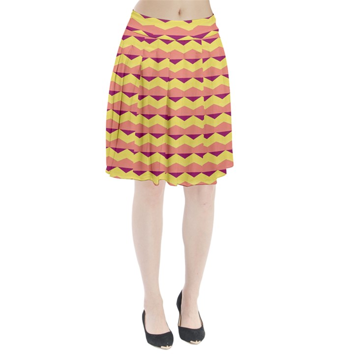 Background Colorful Chevron Pleated Skirt