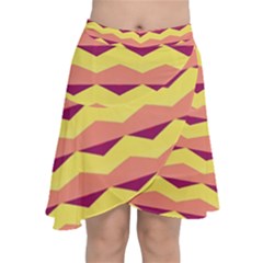 Background Colorful Chevron Chiffon Wrap Front Skirt