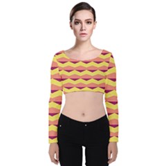 Background Colorful Chevron Velvet Long Sleeve Crop Top by HermanTelo