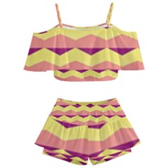 Background Colorful Chevron Kids  Off Shoulder Skirt Bikini by HermanTelo