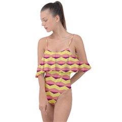 Background Colorful Chevron Drape Piece Swimsuit