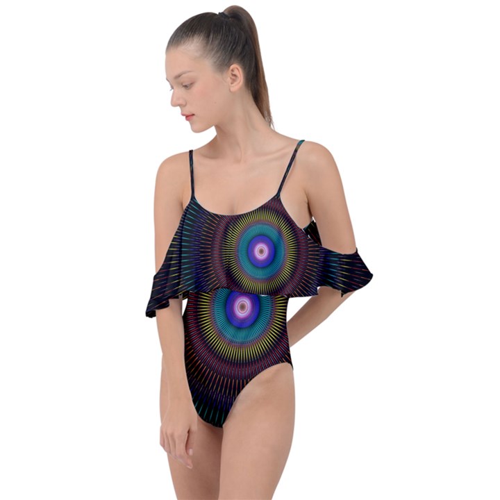 Artskop Kaleidoscope Pattern Drape Piece Swimsuit