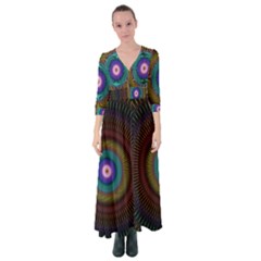 Artskop Kaleidoscope Pattern Button Up Maxi Dress